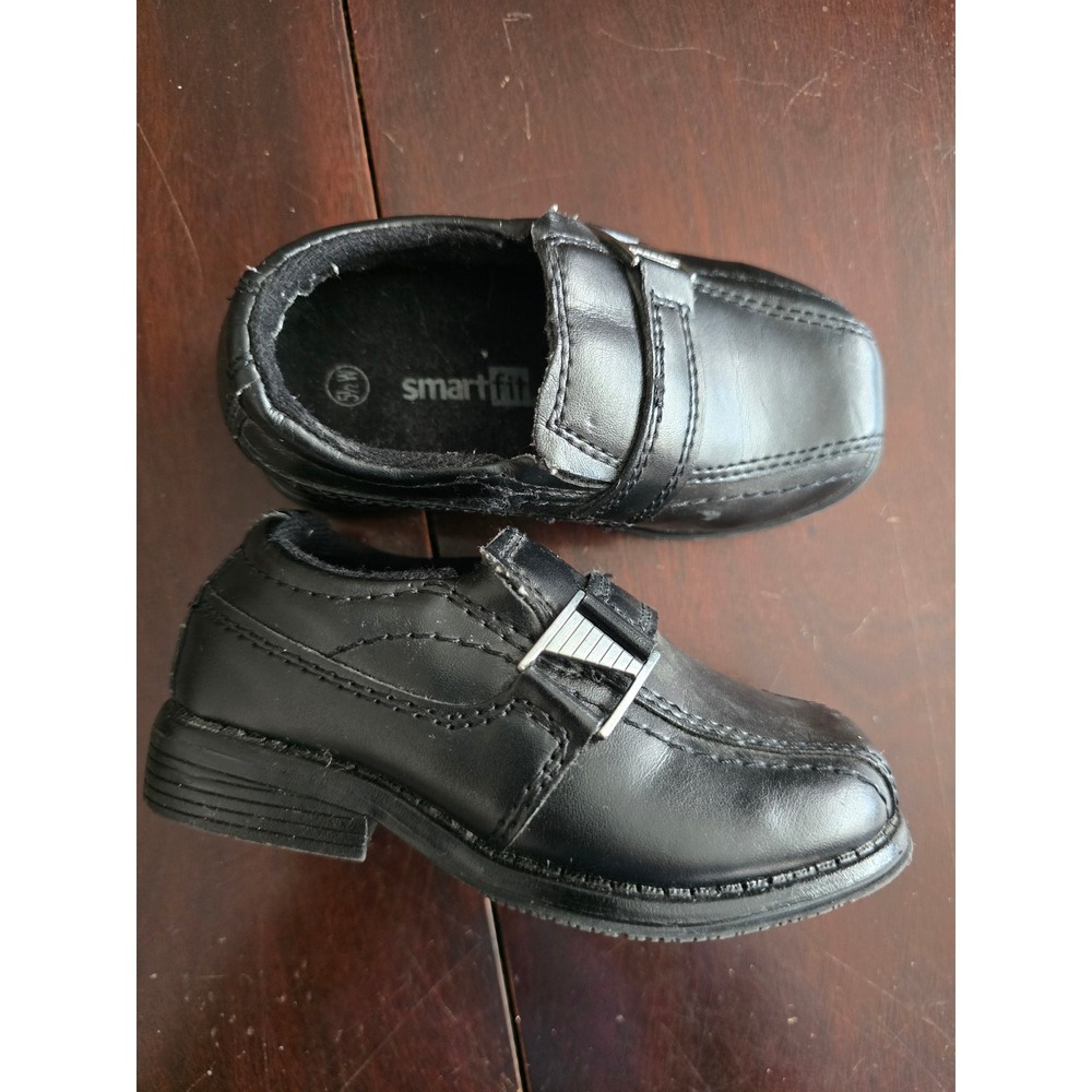 Smartfit Boys Black Dress‎ Shoes Square Toe Buckle Loafers Size 5.5W Toddler